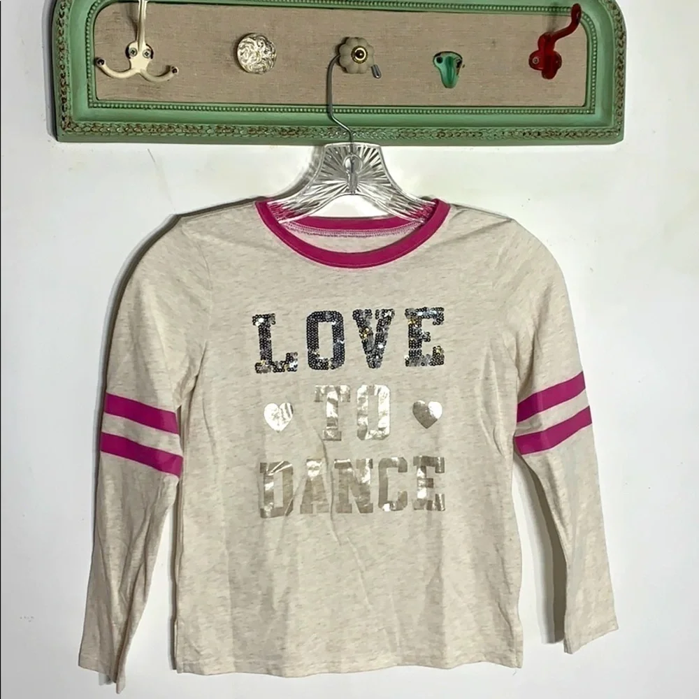 Children’s place love to dance long sleeve T-shirt girls medium grey pink